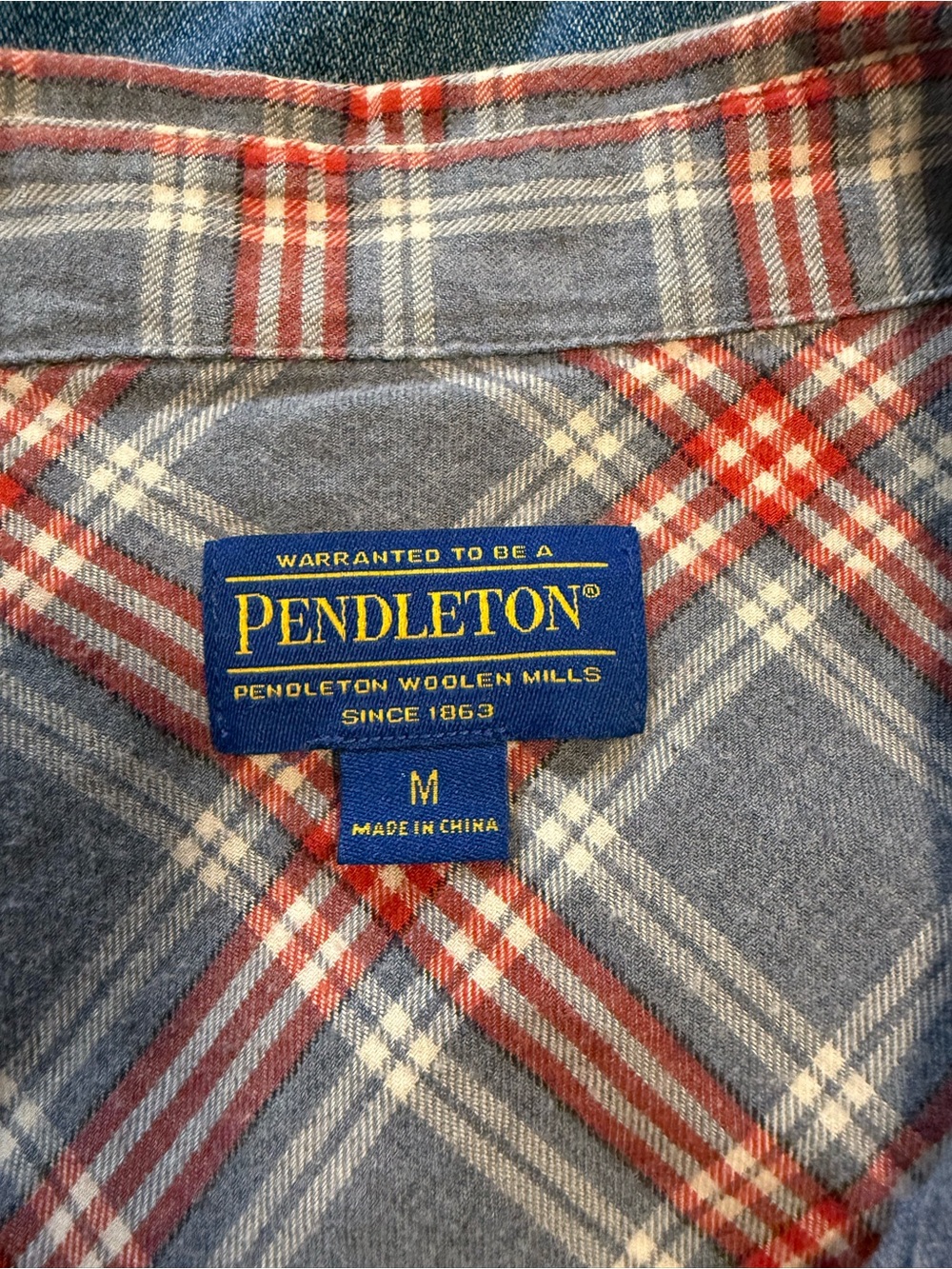 Pendleton M Women's Blue and Red Plaid Button-Down Shirt - Picture 2 of 5